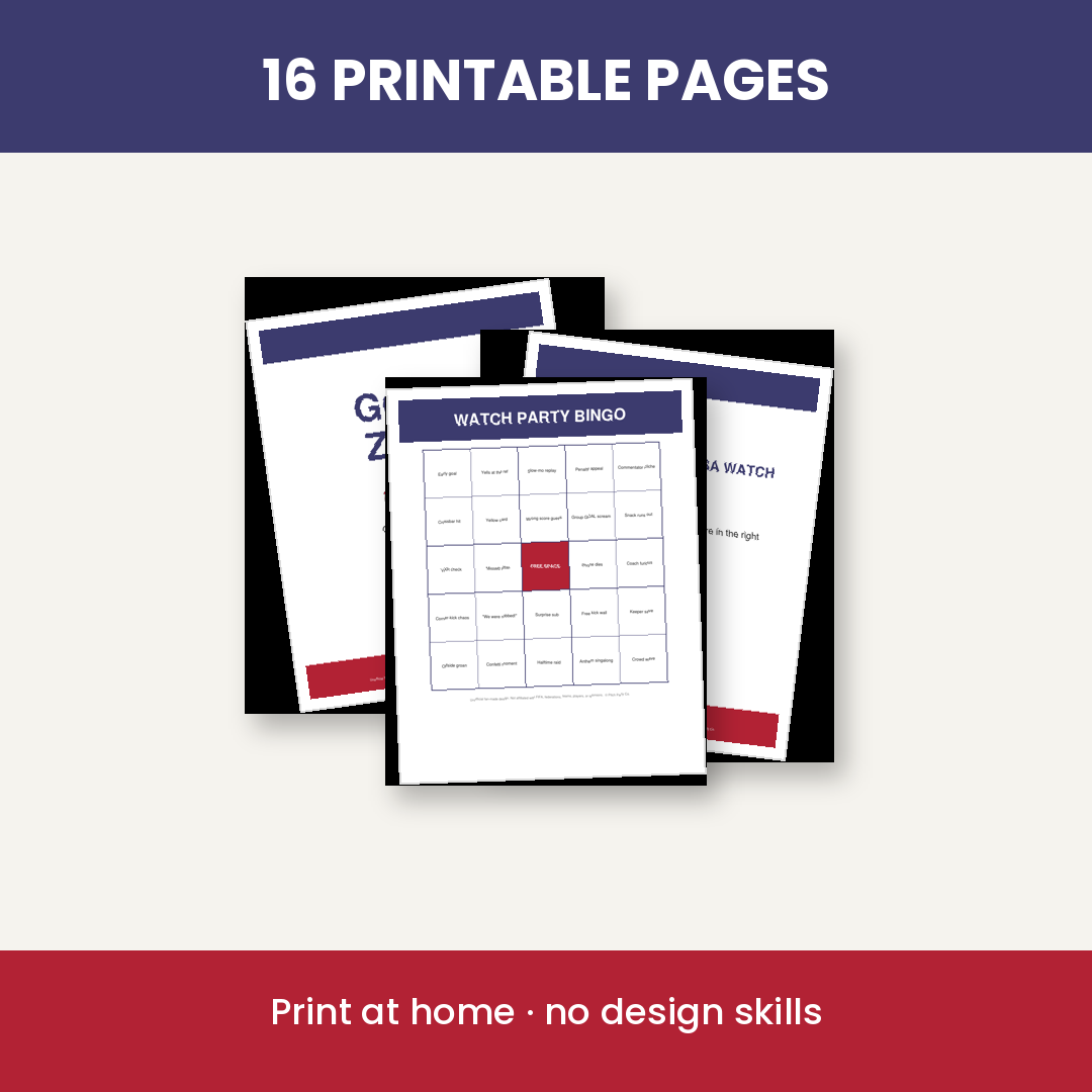 USA Soccer Fan Party Kit — Printable Watch Party Decorations & Games