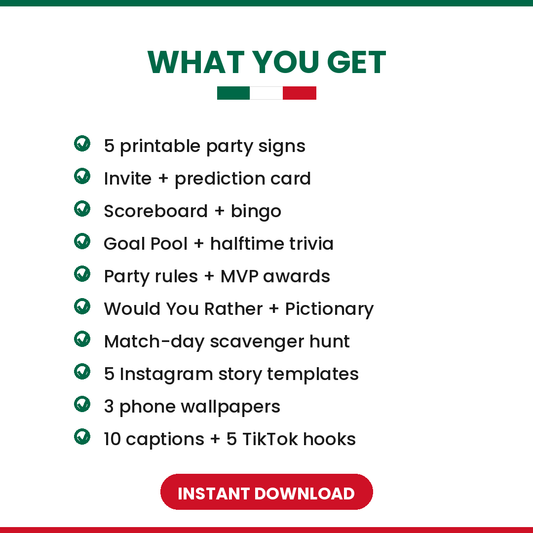 Mexico Soccer Fan Party Kit — Printable Watch Party Decorations & Games