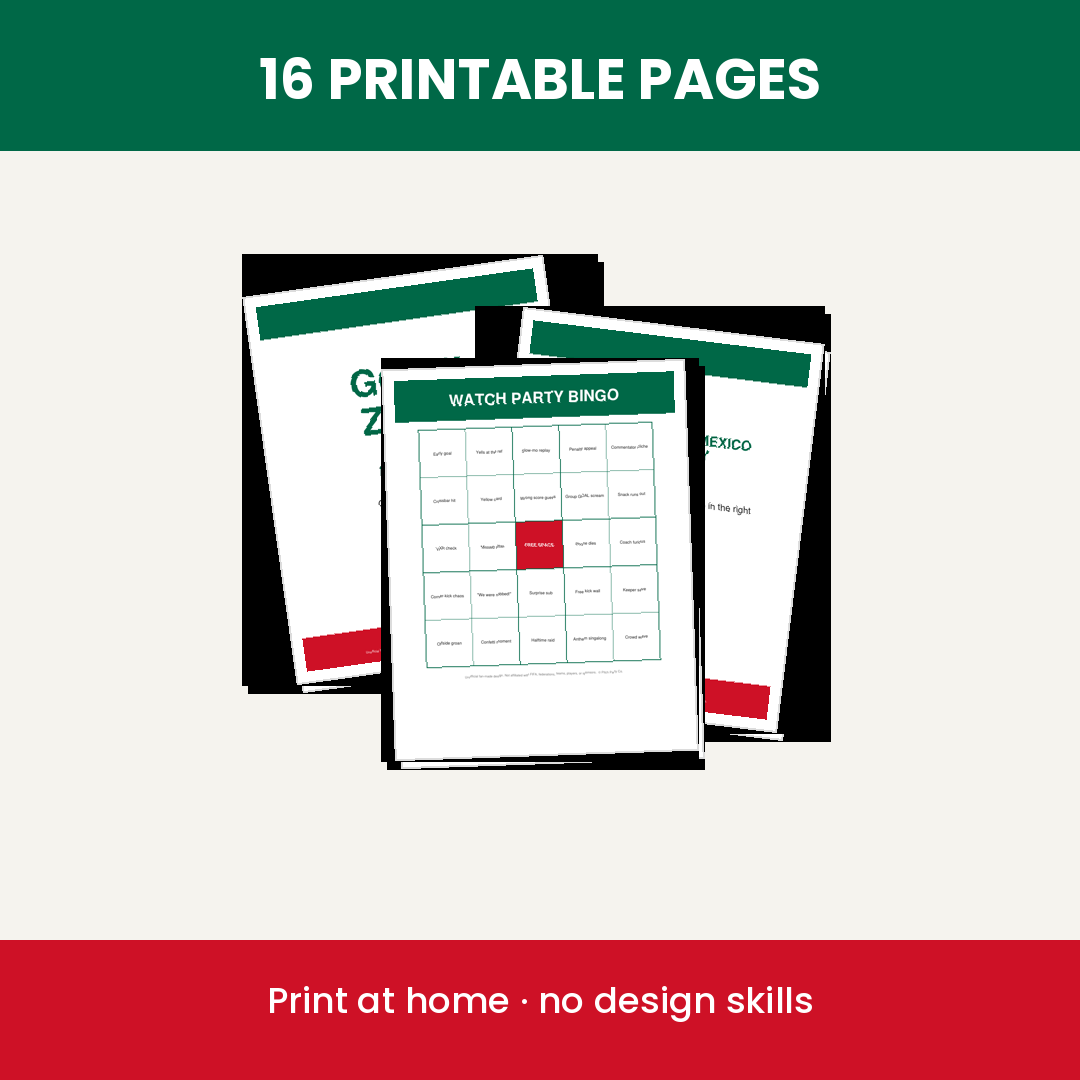 Mexico Soccer Fan Party Kit — Printable Watch Party Decorations & Games