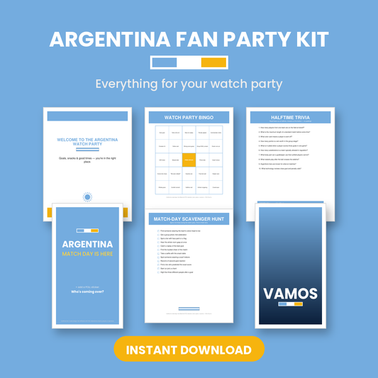 Argentina Soccer Fan Party Kit — Printable Watch Party Decorations & Games