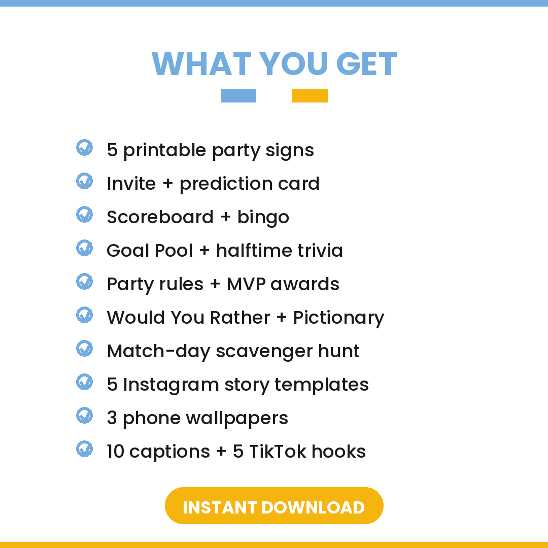 Argentina Soccer Fan Party Kit — Printable Watch Party Decorations & Games