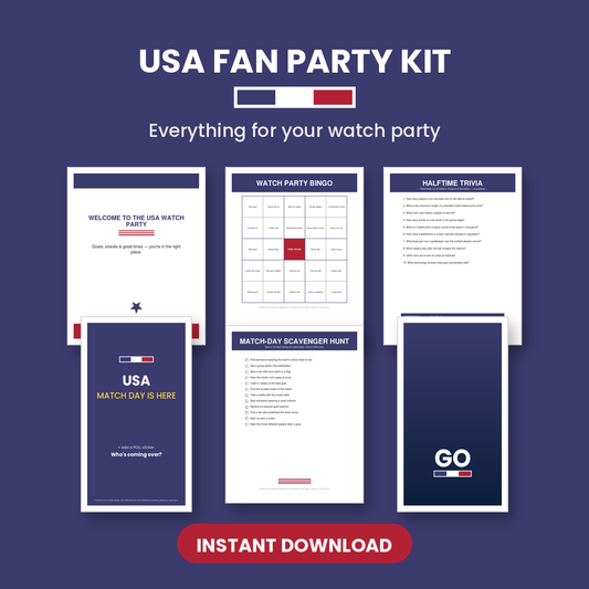 USA Soccer Fan Party Kit — Printable Watch Party Decorations & Games
