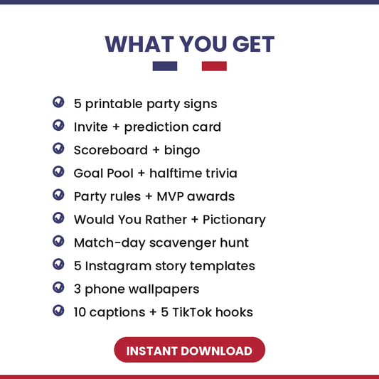 USA Soccer Fan Party Kit — Printable Watch Party Decorations & Games