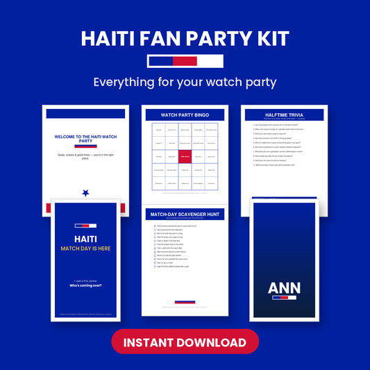 Haiti Soccer Fan Party Kit — Printable Watch Party Decorations & Games