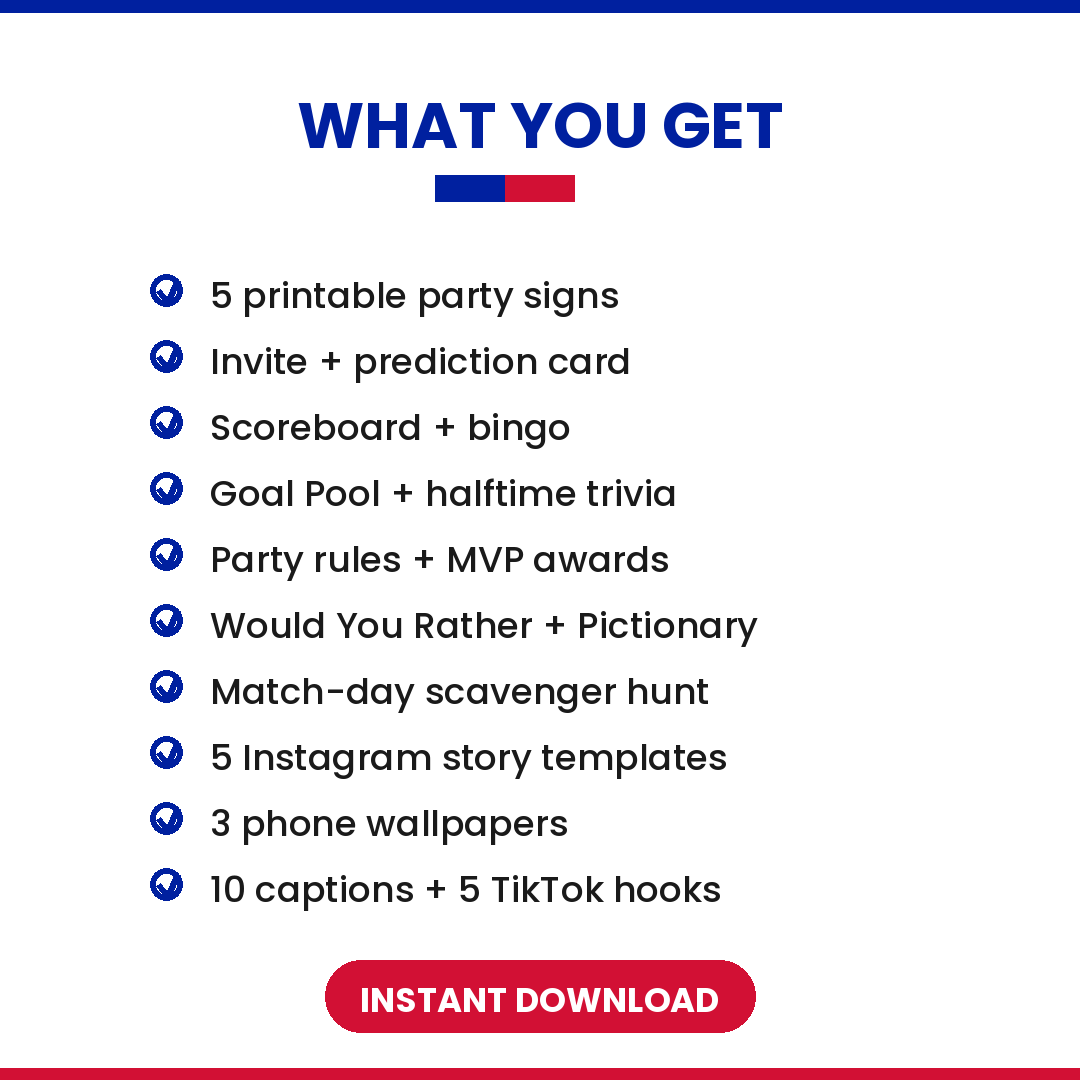 Haiti Soccer Fan Party Kit — Printable Watch Party Decorations & Games