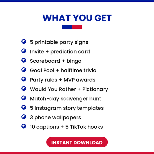 Haiti Soccer Fan Party Kit — Printable Watch Party Decorations & Games