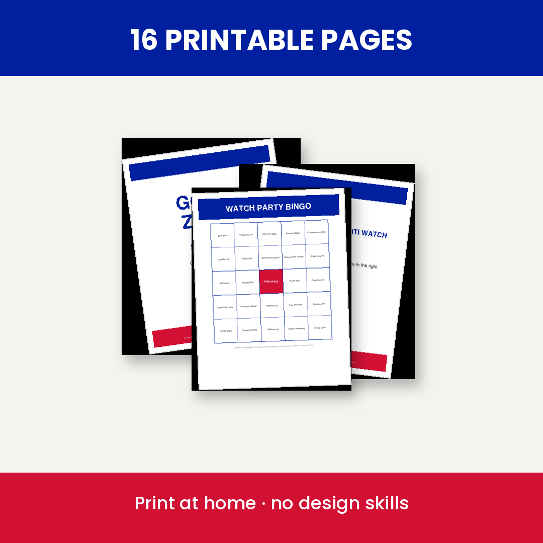 Haiti Soccer Fan Party Kit — Printable Watch Party Decorations & Games