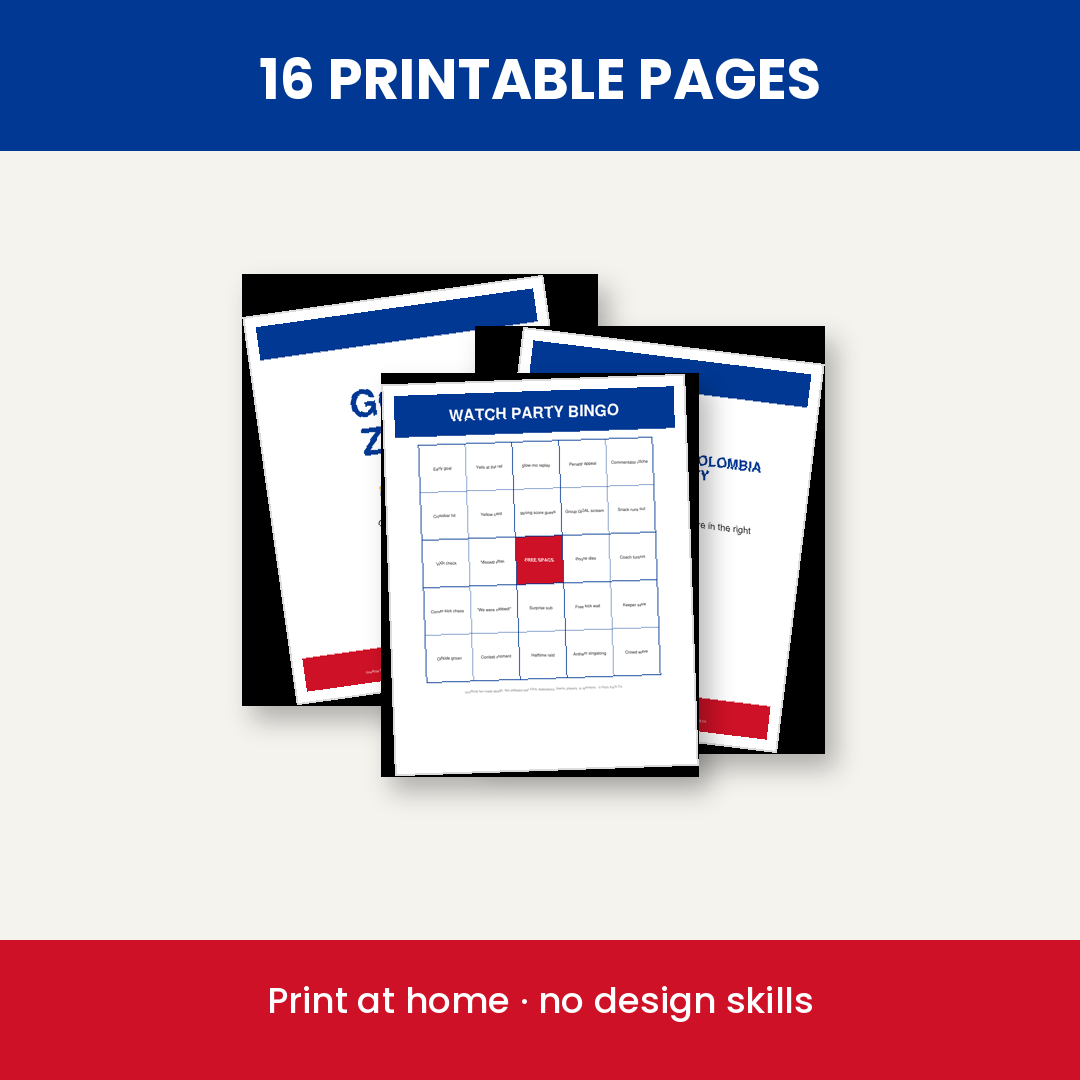 Colombia Soccer Fan Party Kit — Printable Watch Party Decorations & Games