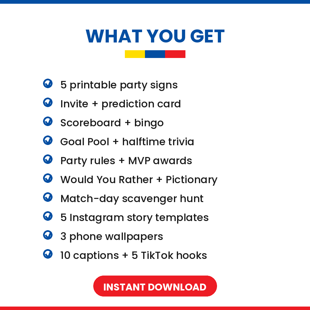 Ecuador Soccer Fan Party Kit — Printable Watch Party Decorations & Games